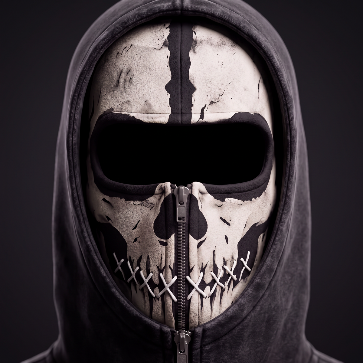 Close-up of the skull print balaclava