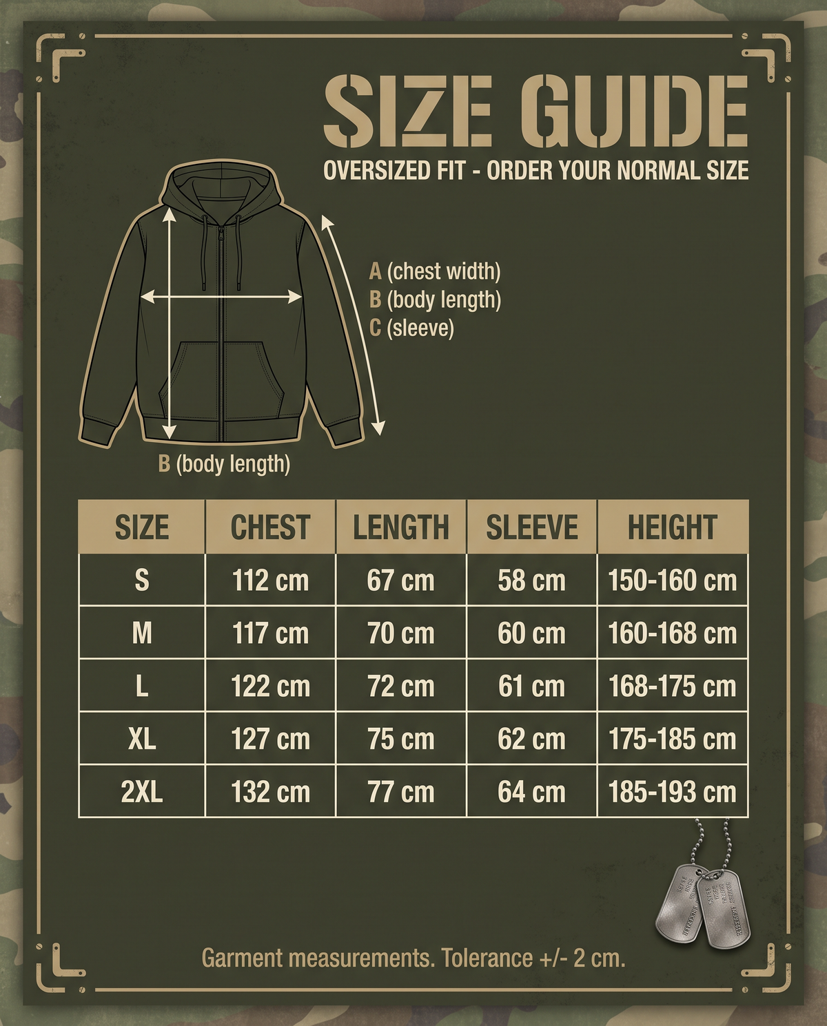 Respawn Hoodie size guide S to 2XL
